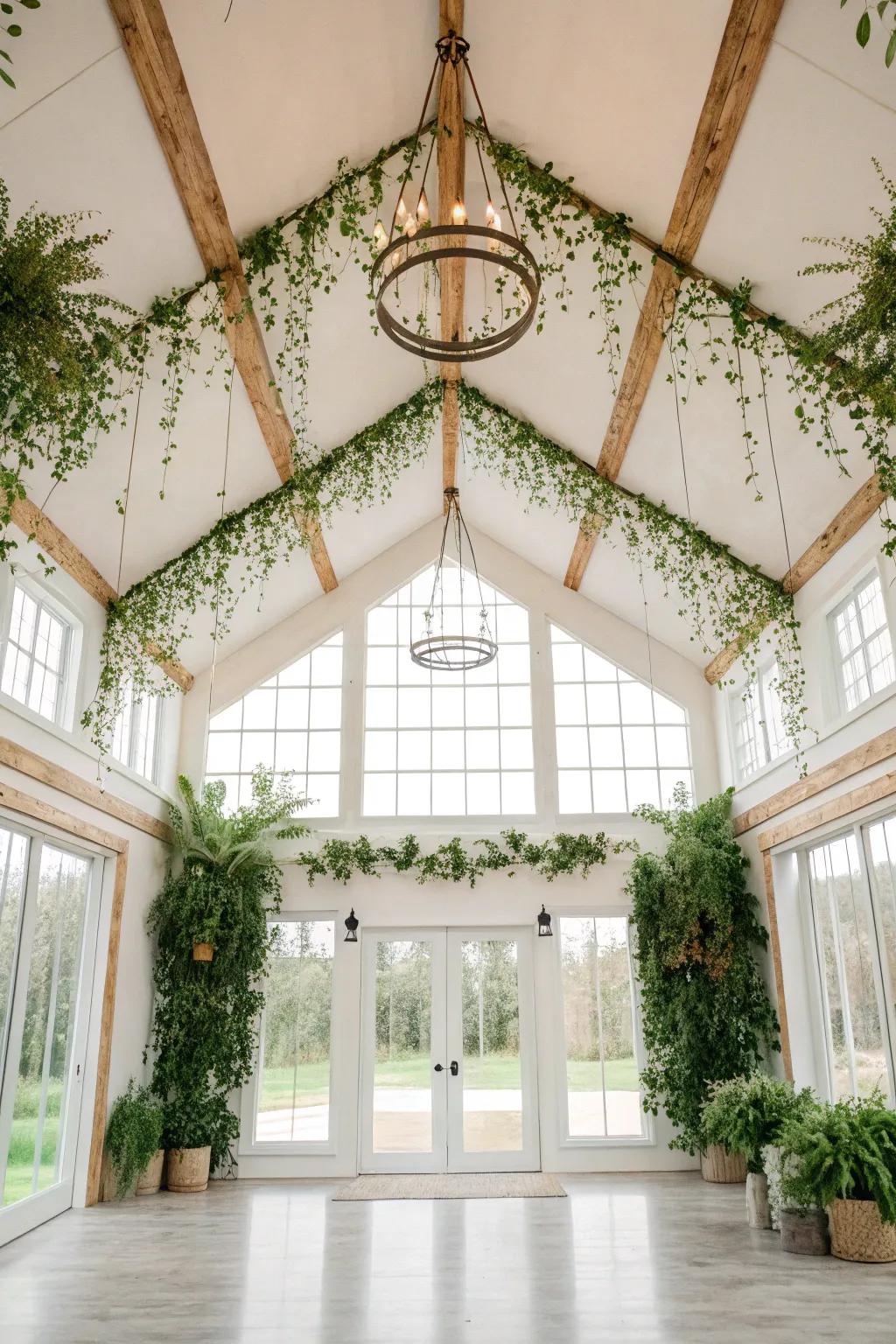 Greenery in ceiling design adds life and a fresh aesthetic.