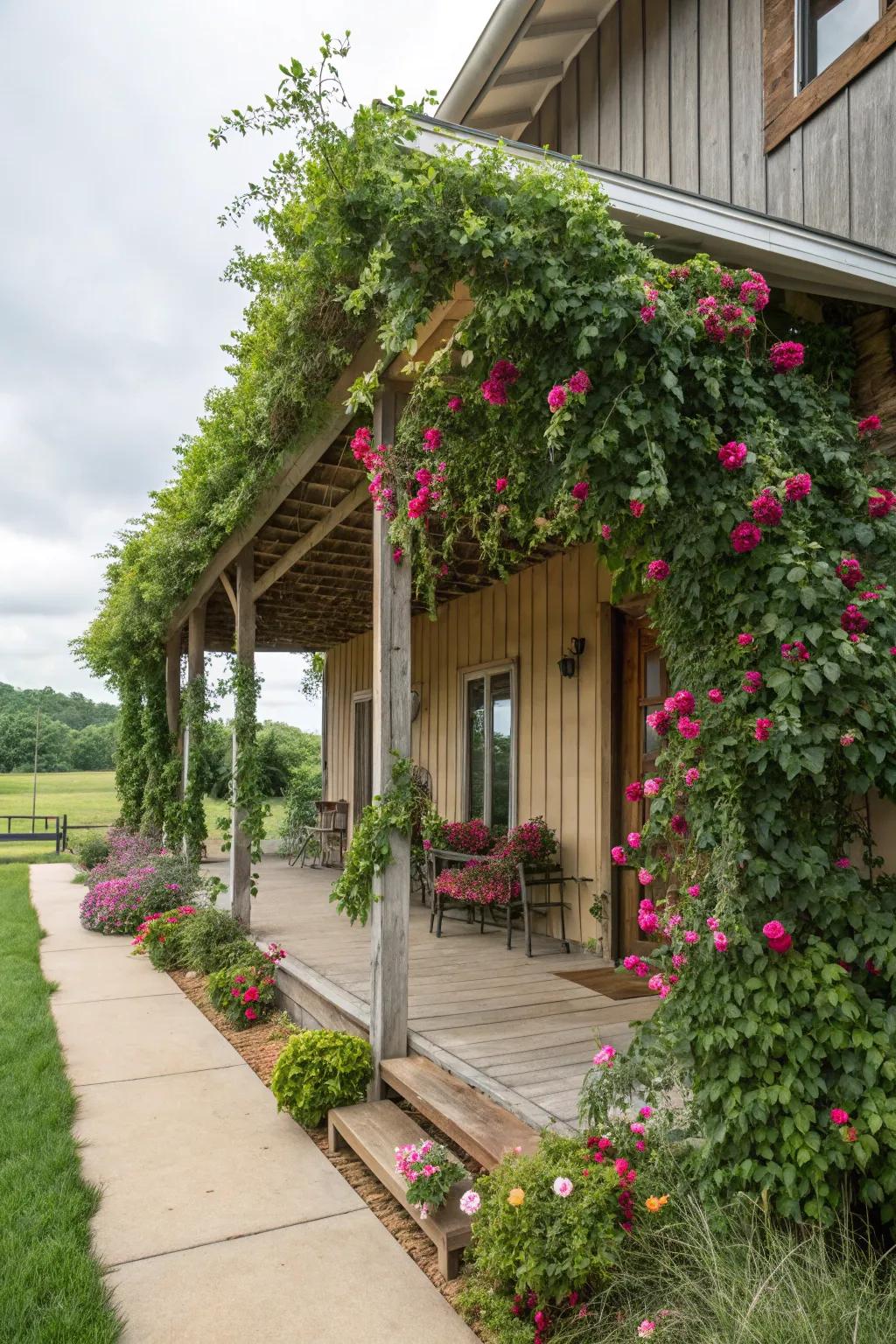 Create a garden oasis on your porch with abundant greenery.