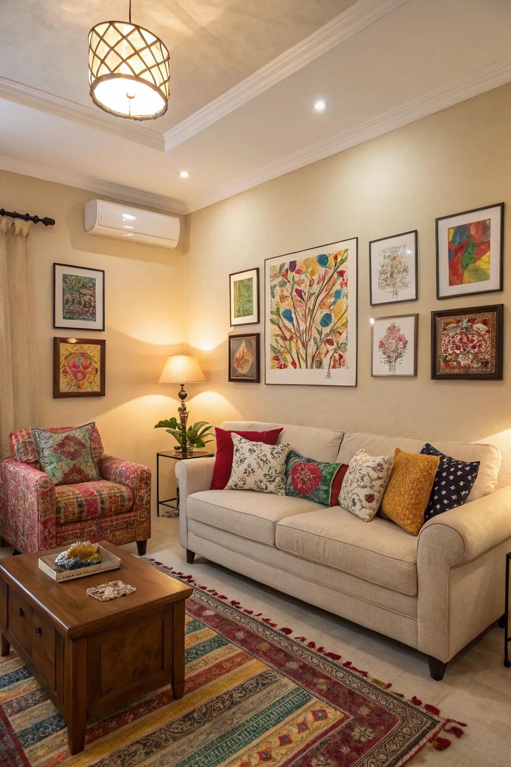 Cream partitions proffer a quintessential, adaptable backdrop.