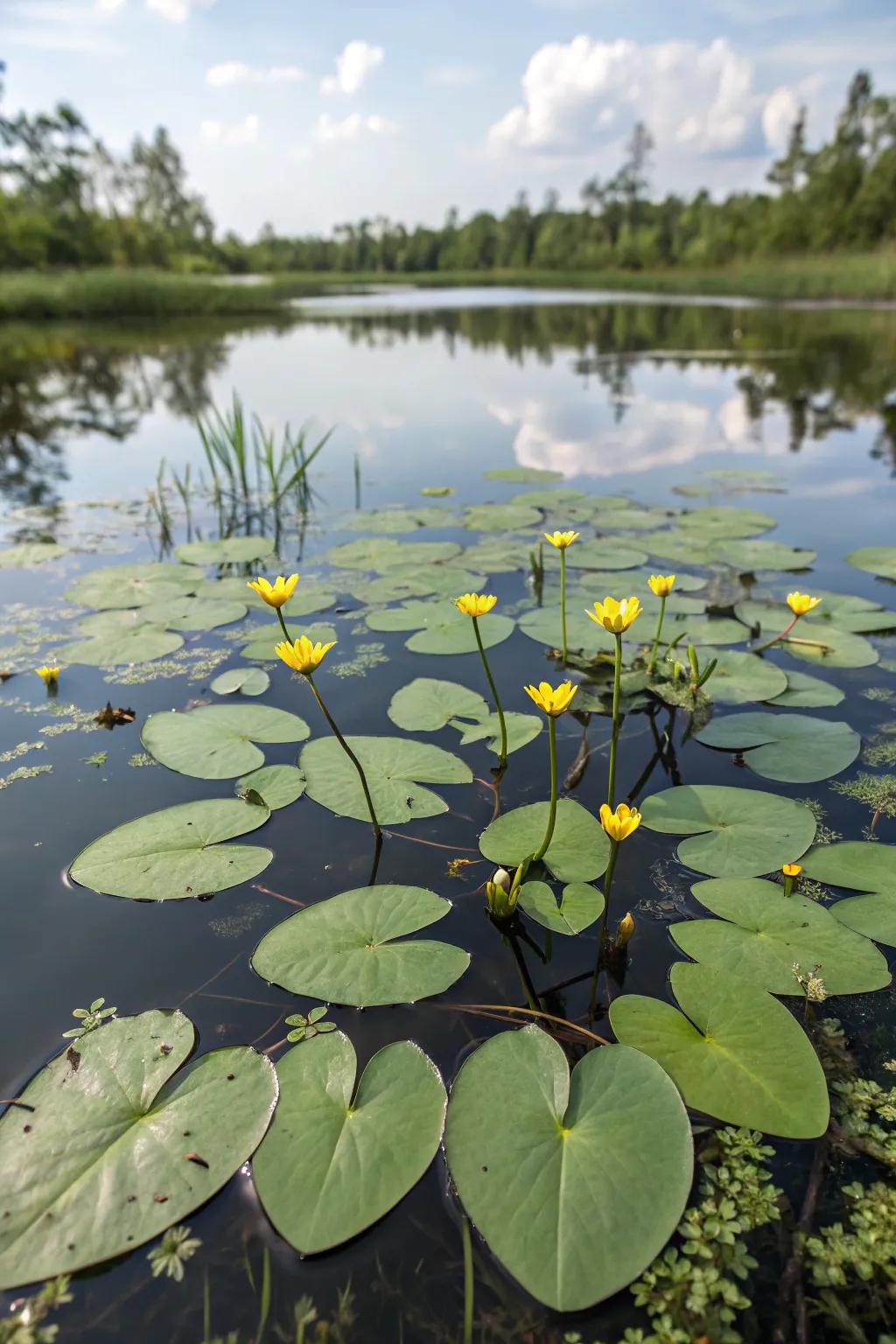 Floating Hearts deliver a whimsical and subtle impact to the pond.