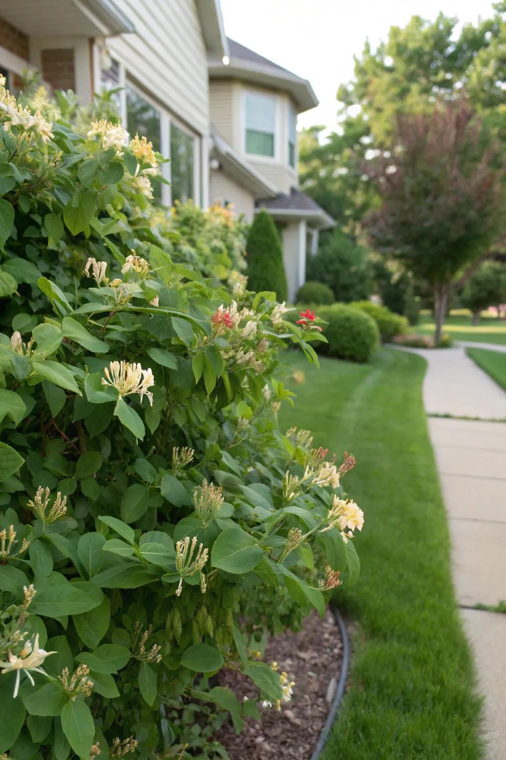 Box honeysuckle adds fragrance and charm.