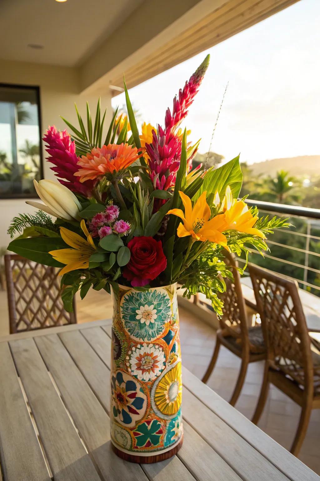Tropical bouquet for a vibrant atmosphere.