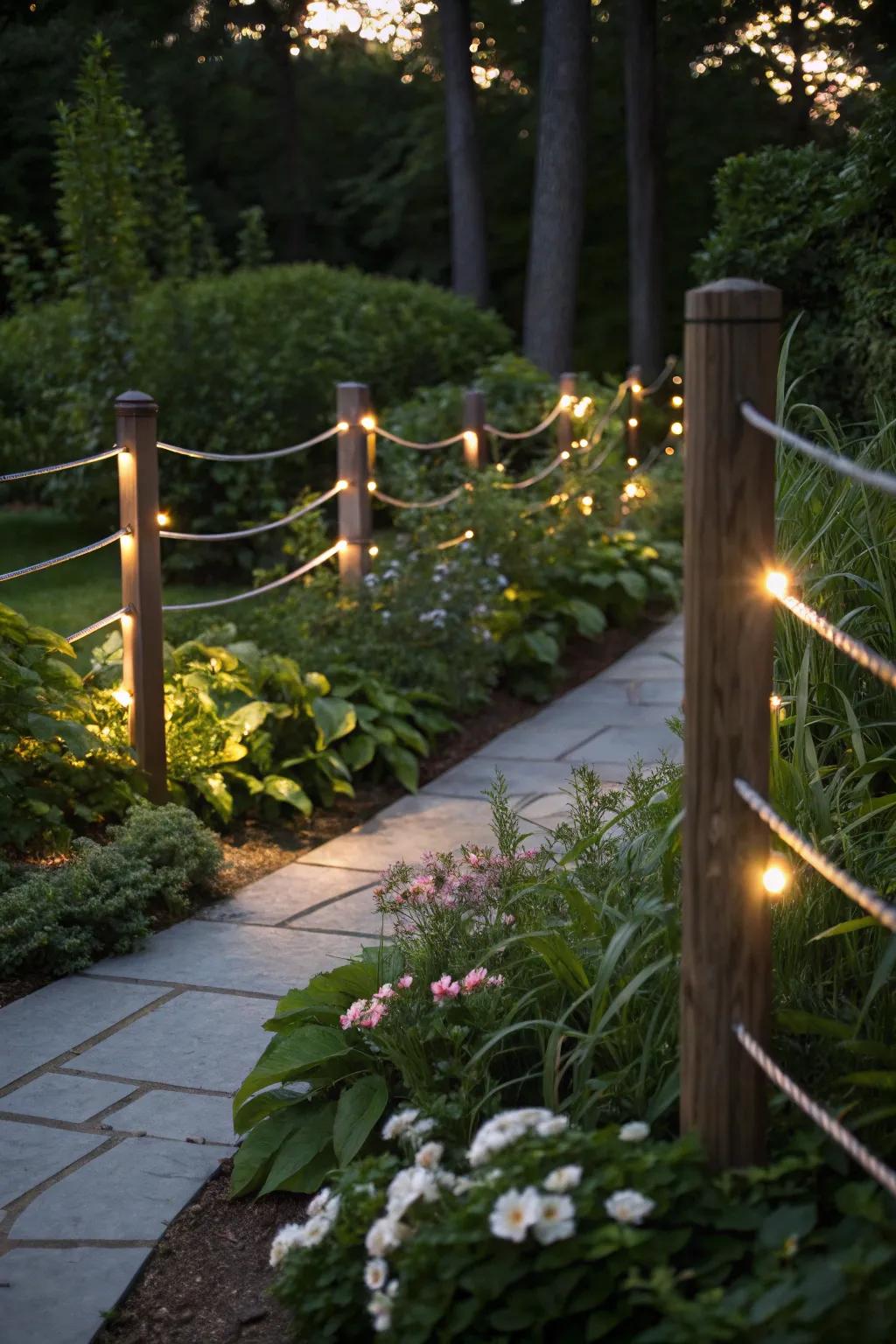 Magical nighttime glow with a thread strand fence