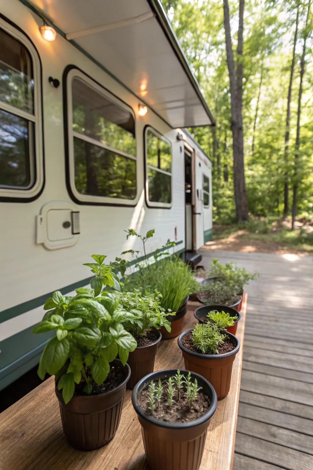 A compact herb garden providing fresh flavors at your fingertips.