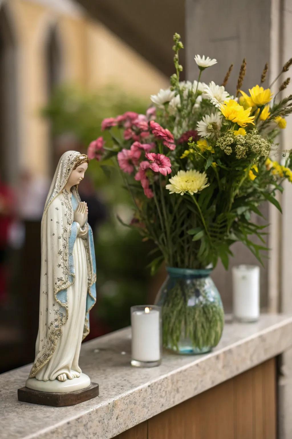A statue of Mary adds grace and serenity to your prayer space.