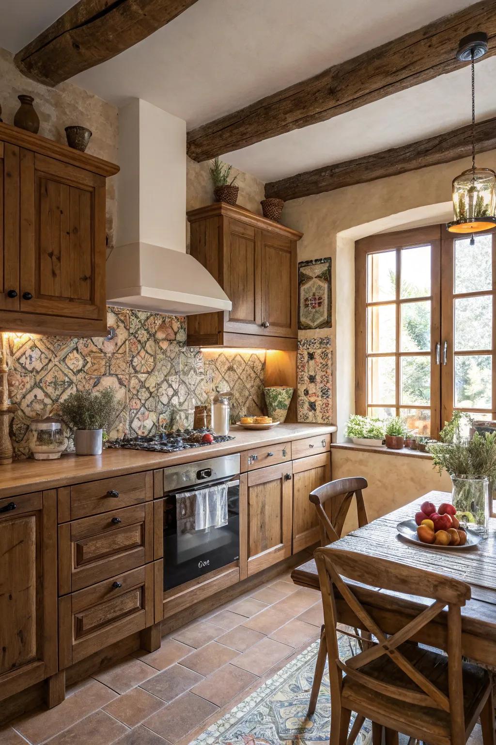Handmade sections inject distinctive character to this traditional kitchen.
