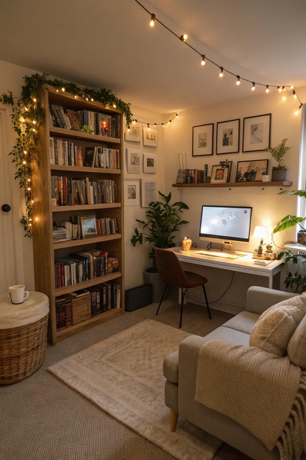 A personal sanctuary designed to inspire and relax in a computer room.