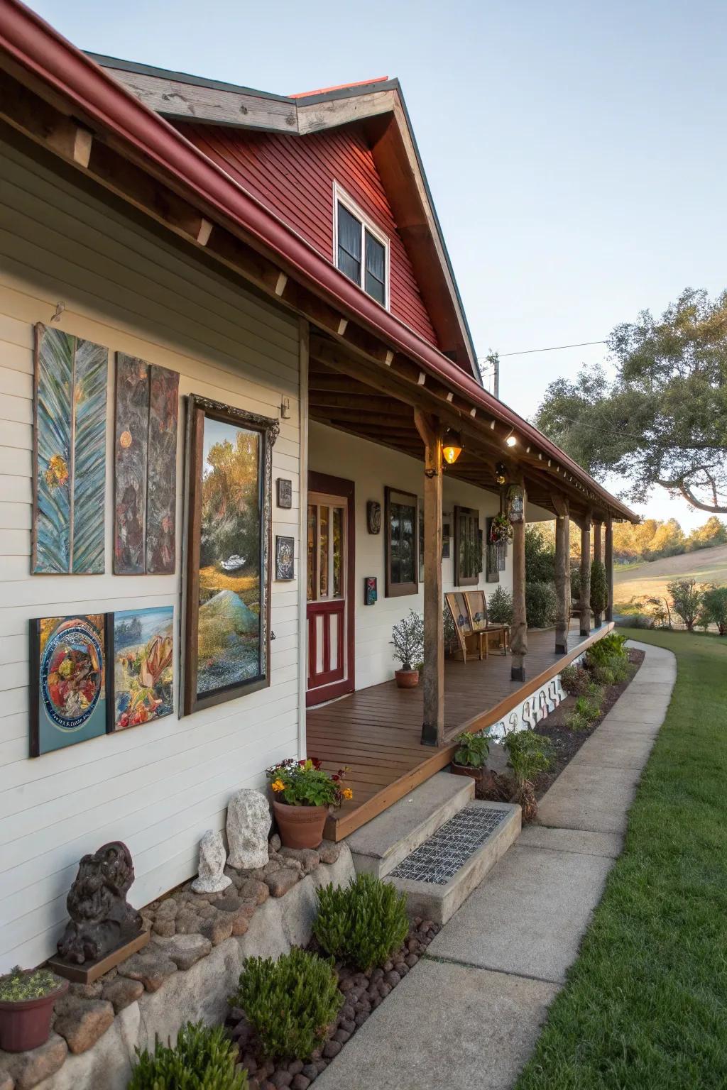 Outdoor art transforms a yard into an open-air gallery.