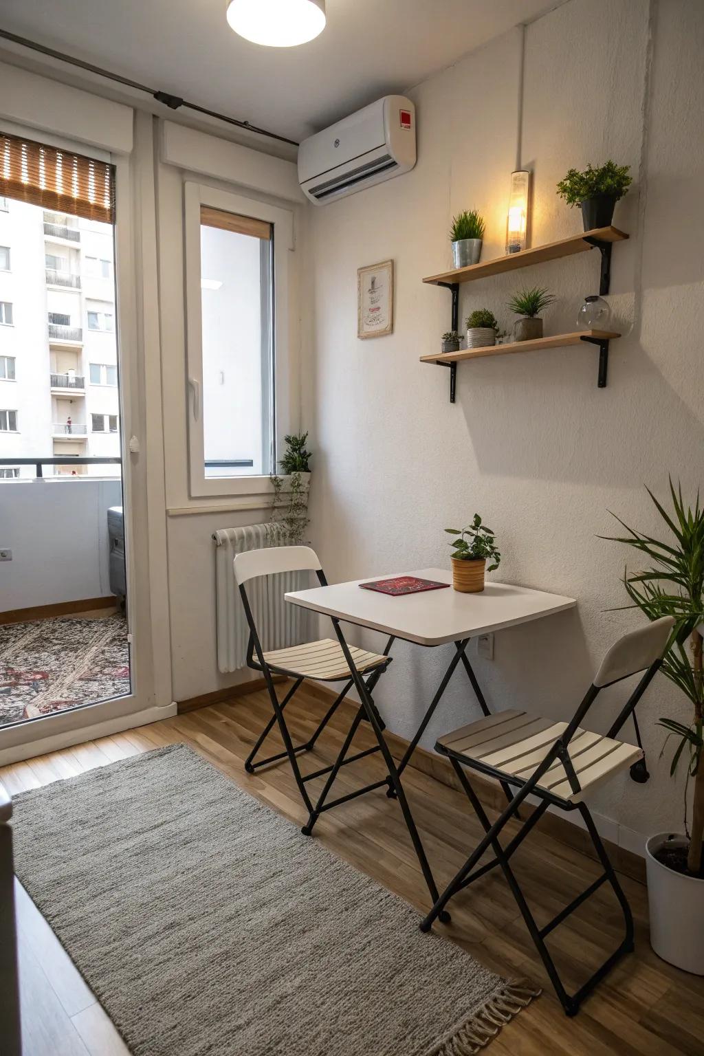 Foldable furniture offers flexibility and ease in small homes.