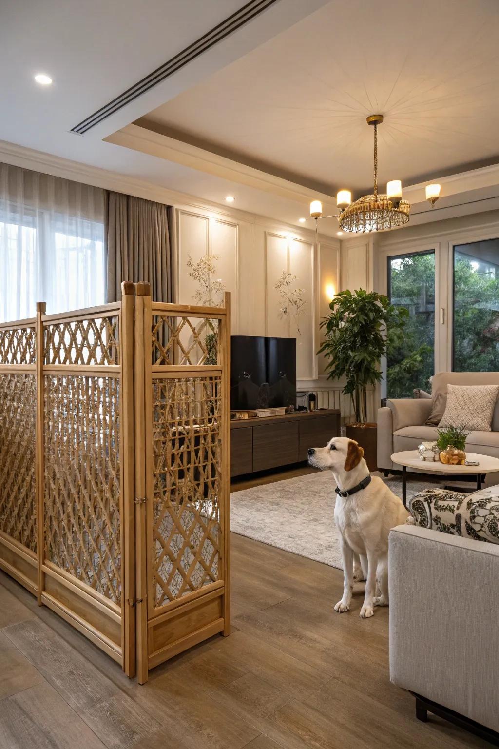 A bamboo dog fence that offers elegance and durability.