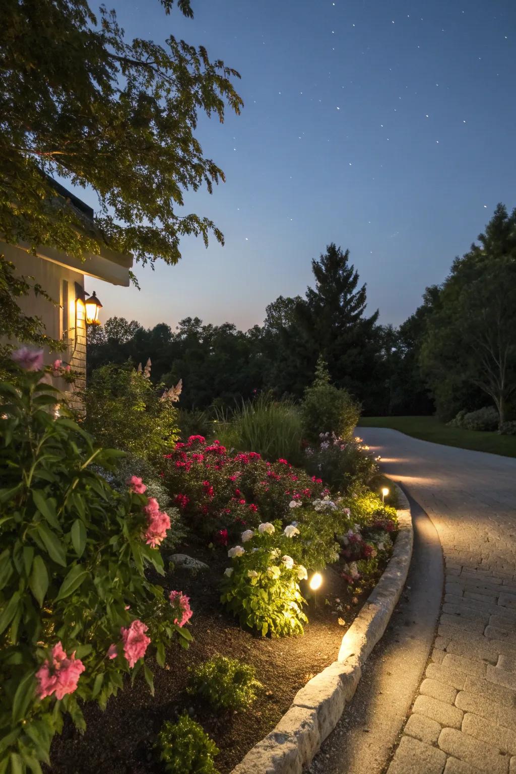 Seamless lighting design amplifies the berm's nighttime appeal.