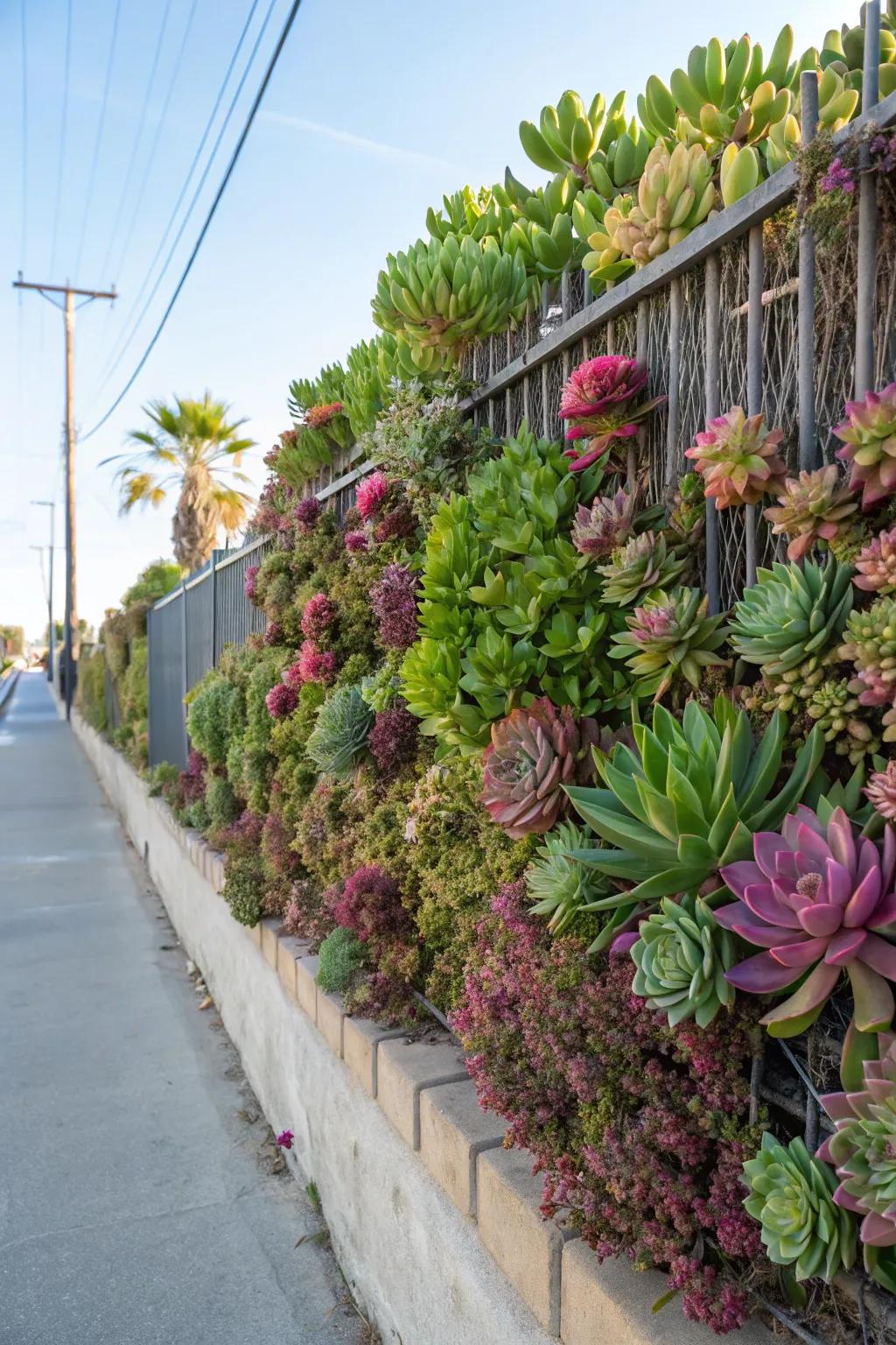A succulent wall is a low-maintenance artistic display.