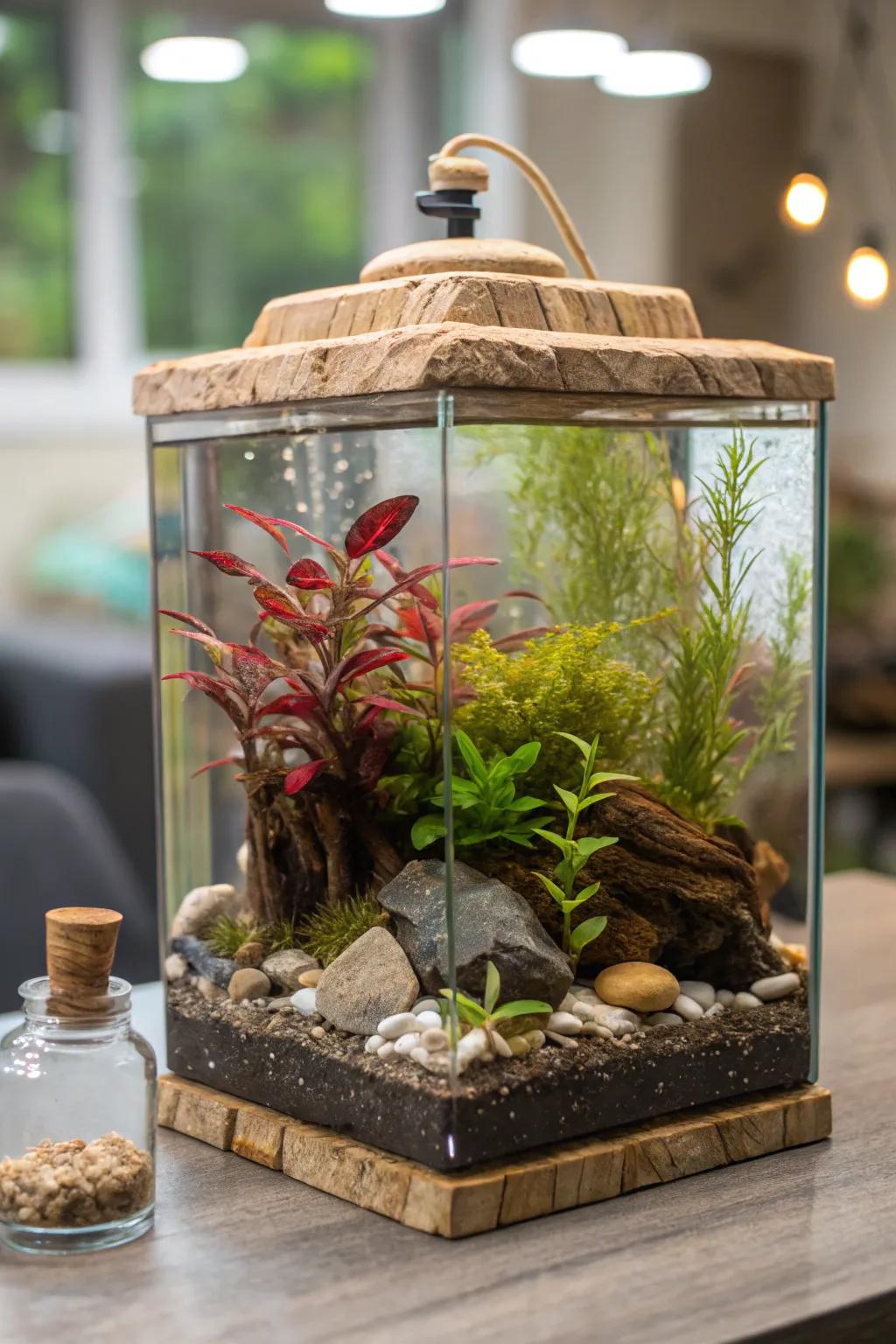 Embrace sustainability with an eco-friendly terrarium setup.
