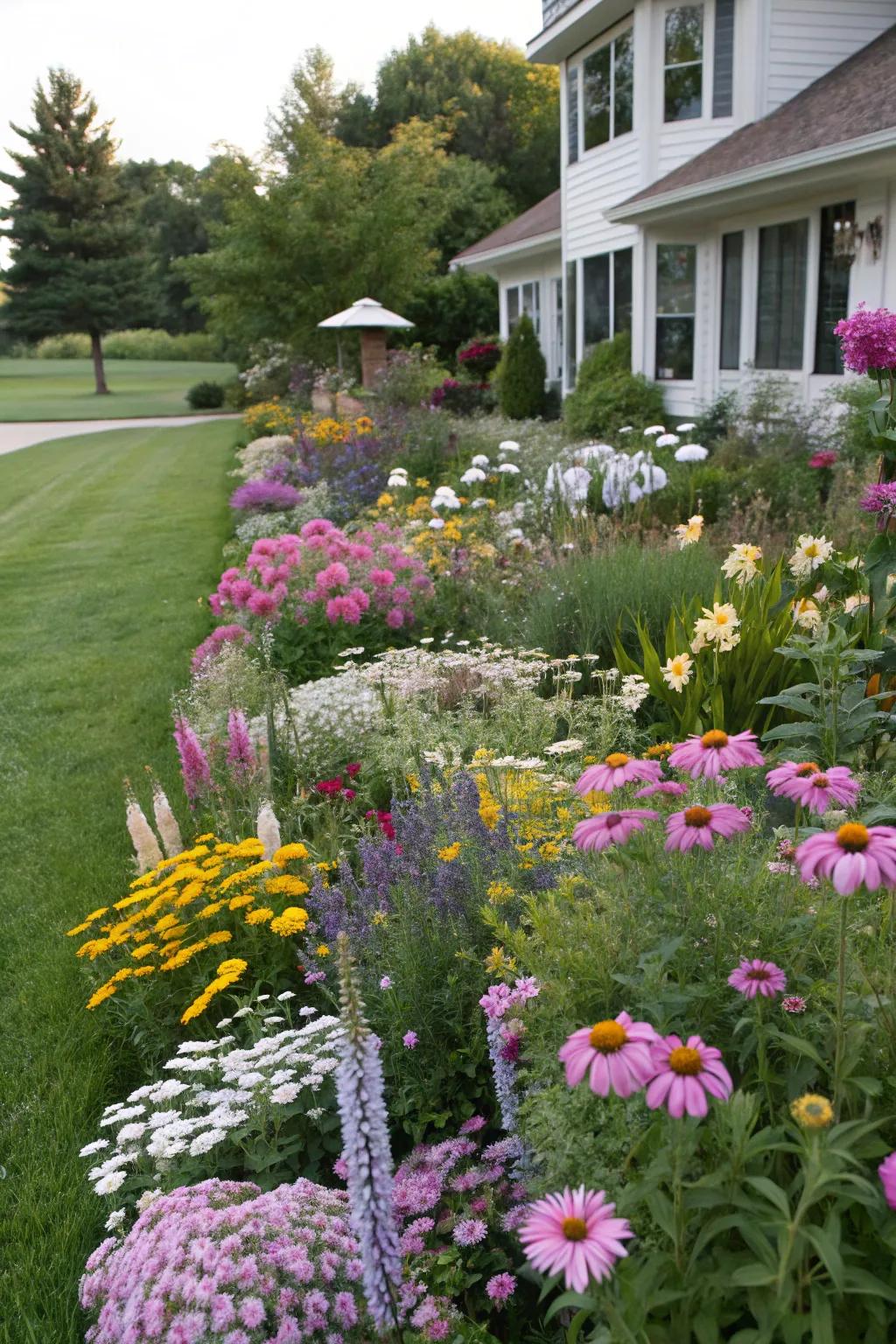 Rustic wildflower gardens offer a natural and vibrant look.