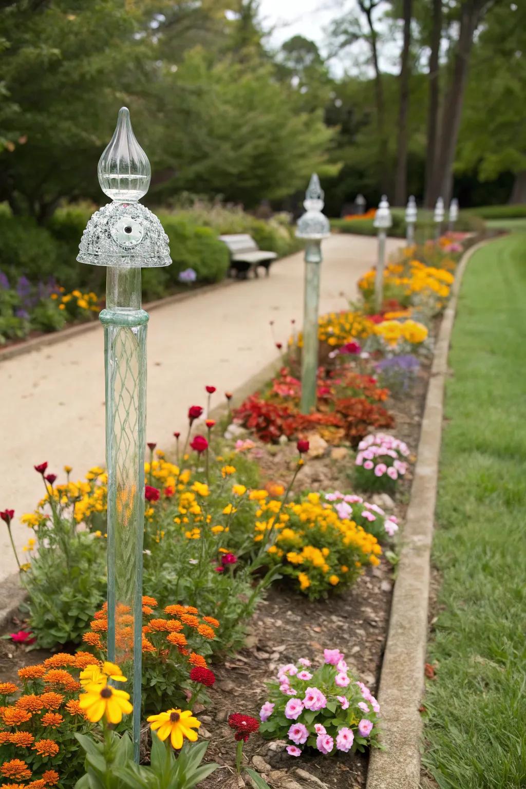 Protective figure posts watching over the garden.