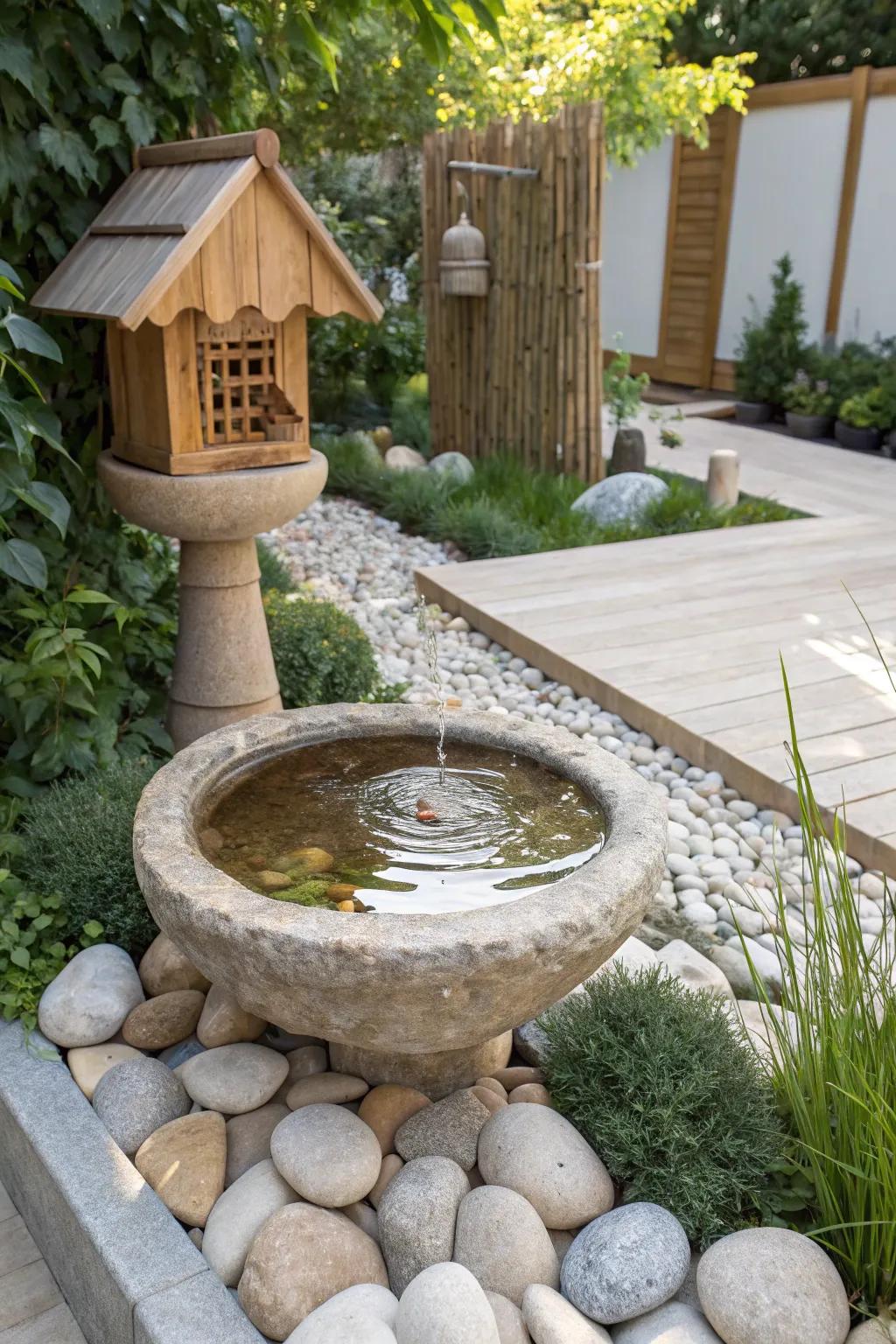 Embrace nature's harmony with a wildlife-friendly goldfish pond, where simplicity meets natural beauty.
