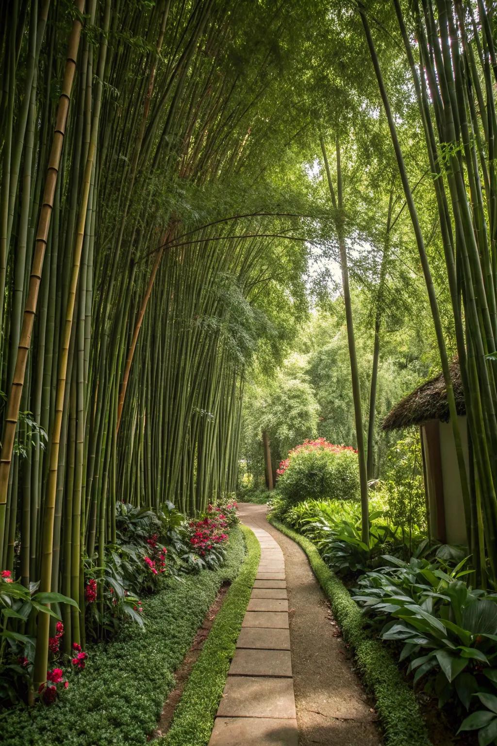 Bamboo groves create privacy and add a tropical touch.