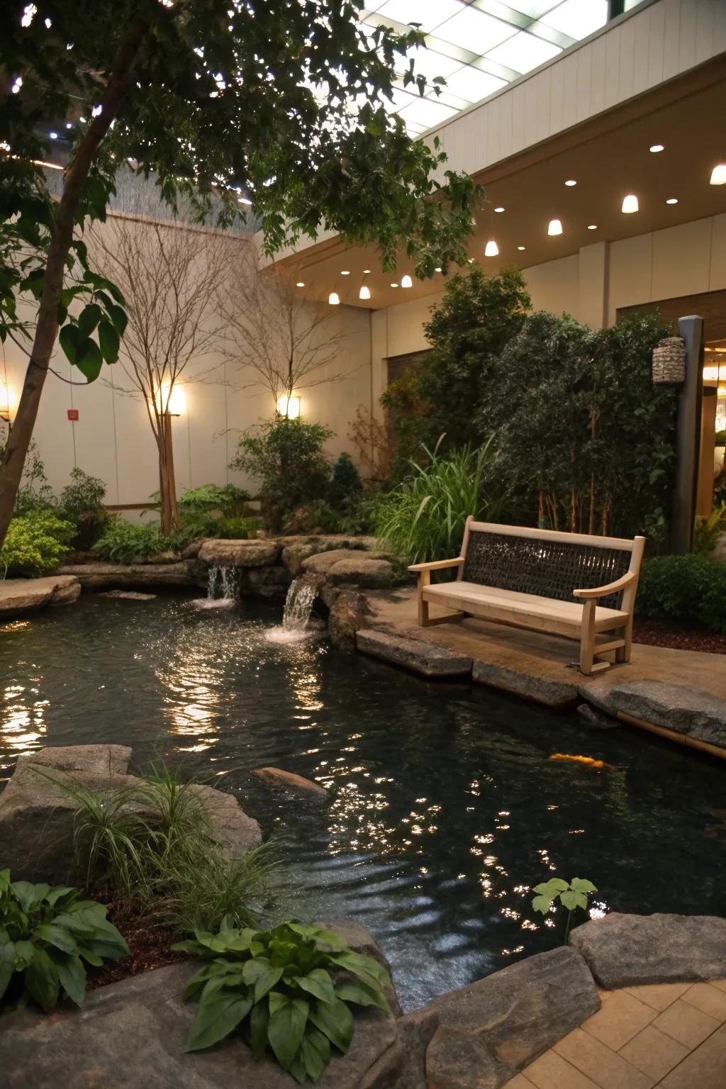 Contemplative ponds offer a serene retreat for reflection and peace.