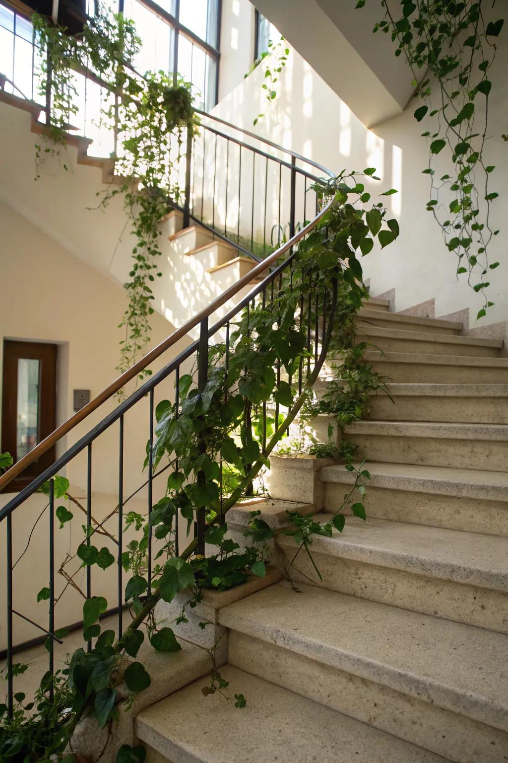 Create a natural ascent with stairway pothos.