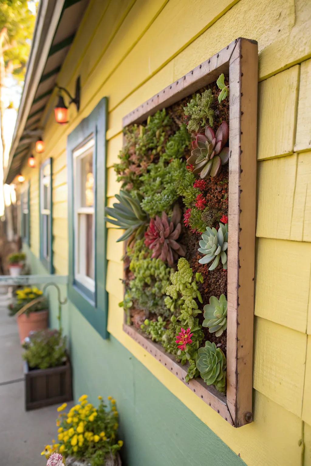 Transform succulents into living art with a framed display.