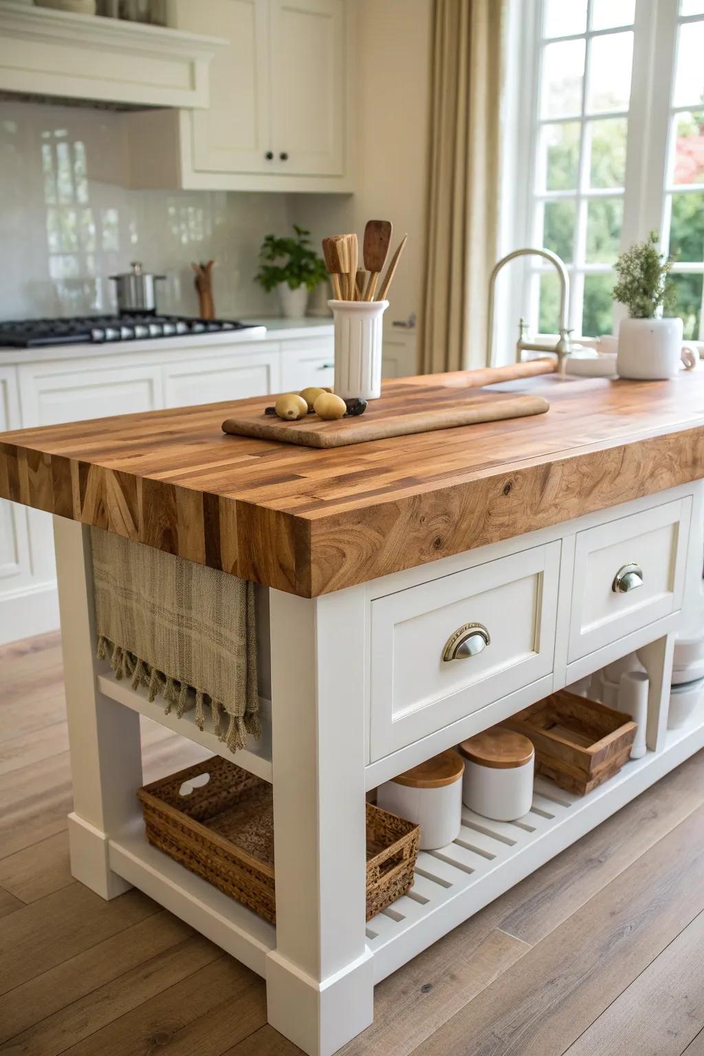 Elevate your kitchen's style and function with a stunning butcher block extension—where minimalist elegance meets rustic charm.