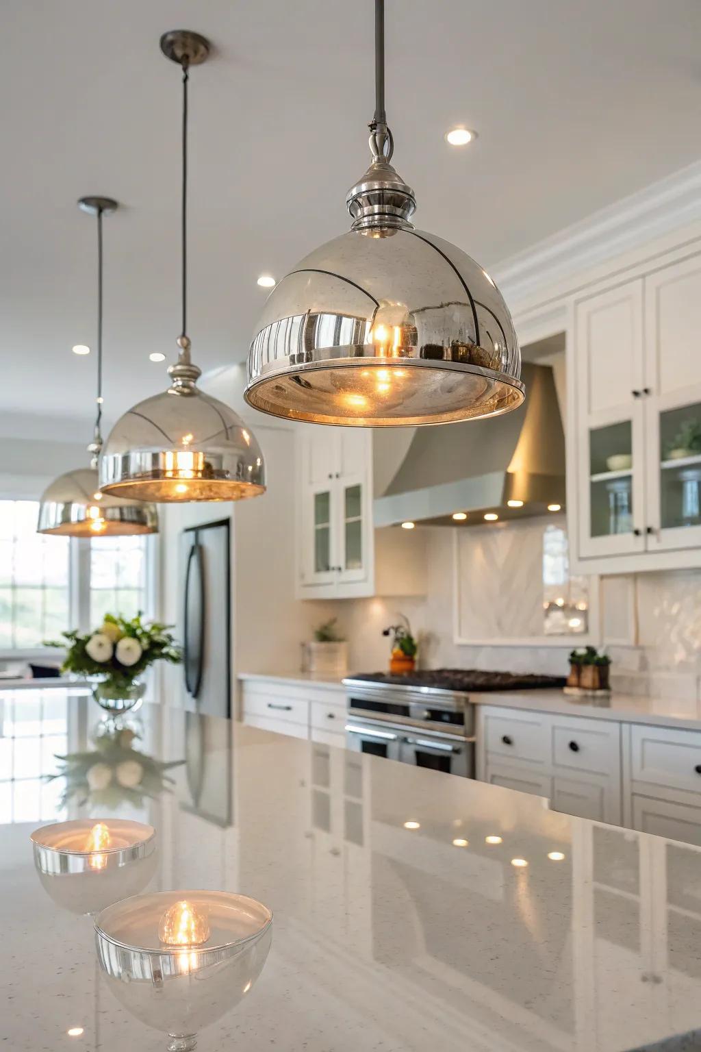 Reflecting chandeliers to amplify light.