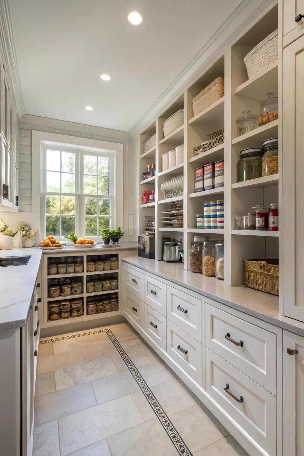 A butler's pantry that improves kitchen efficiency.