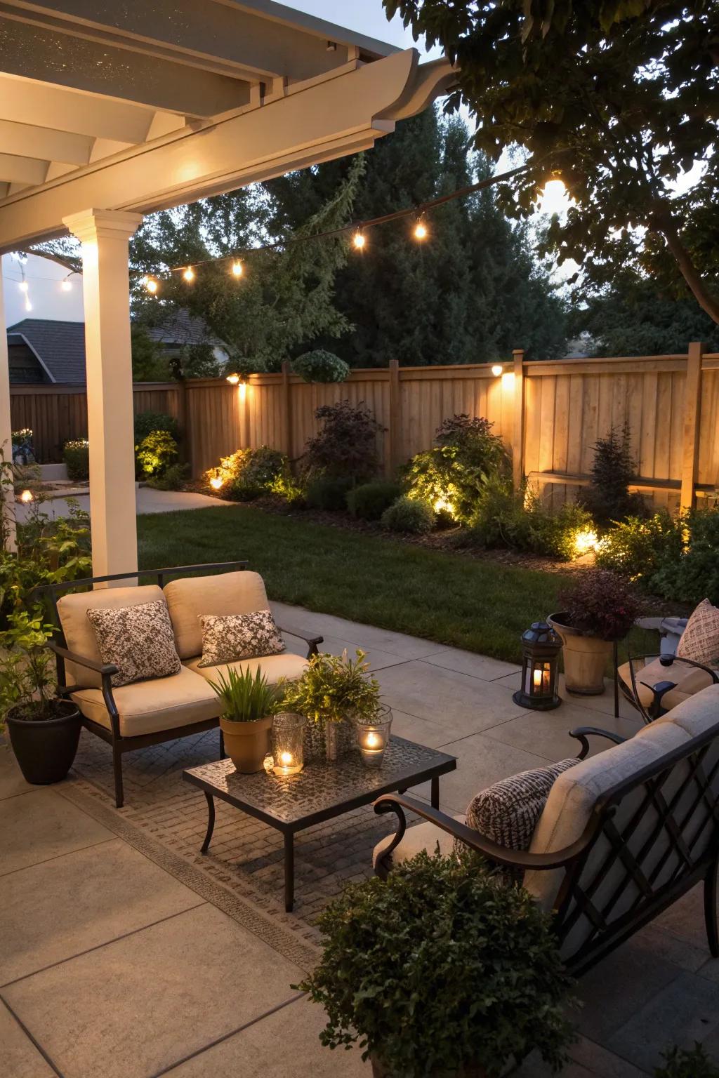 Subtle illumination imparts a gentle elegance to open-air settings.