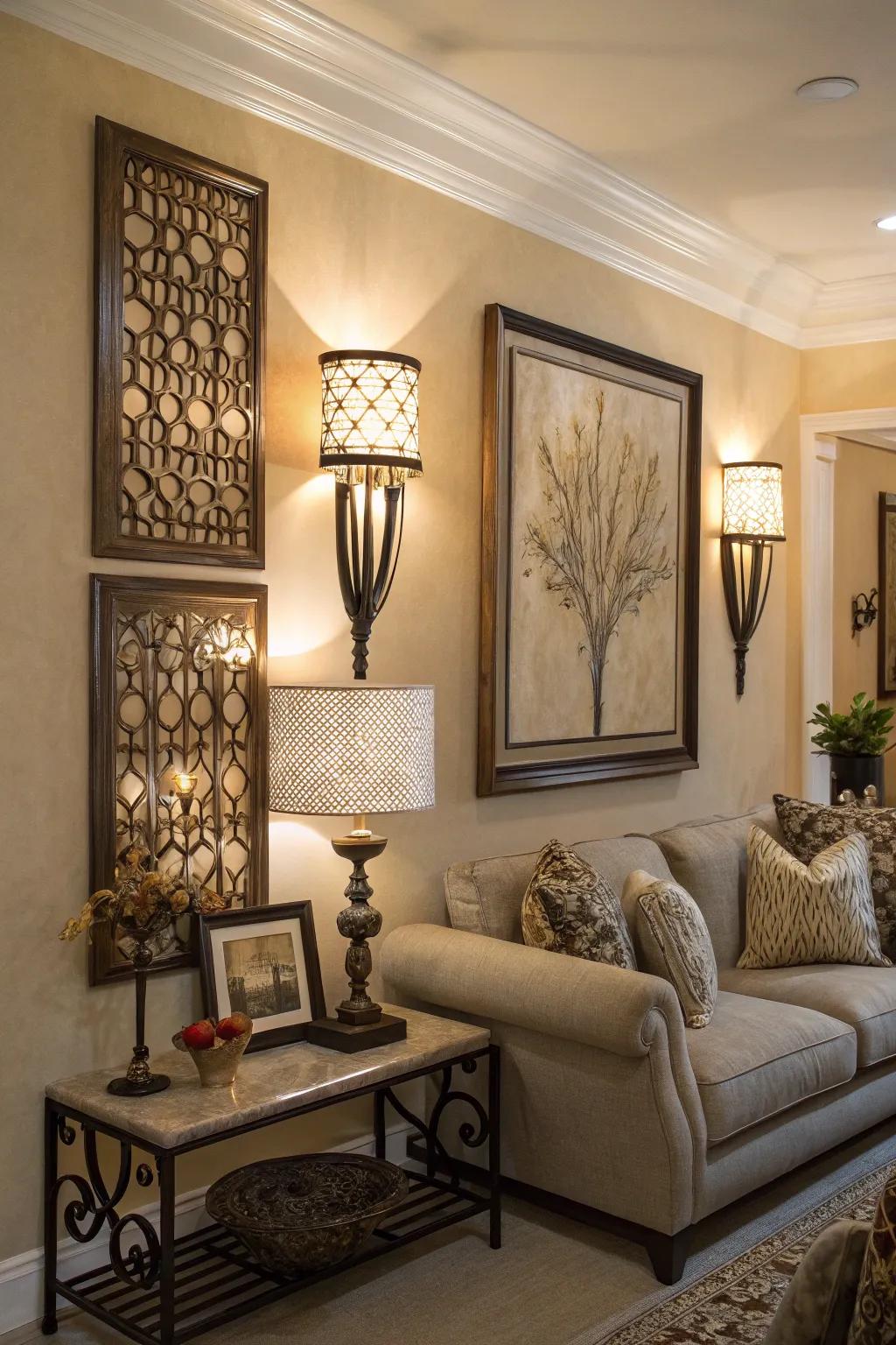 Artistic value is added to your walls by sconces that serve as art.