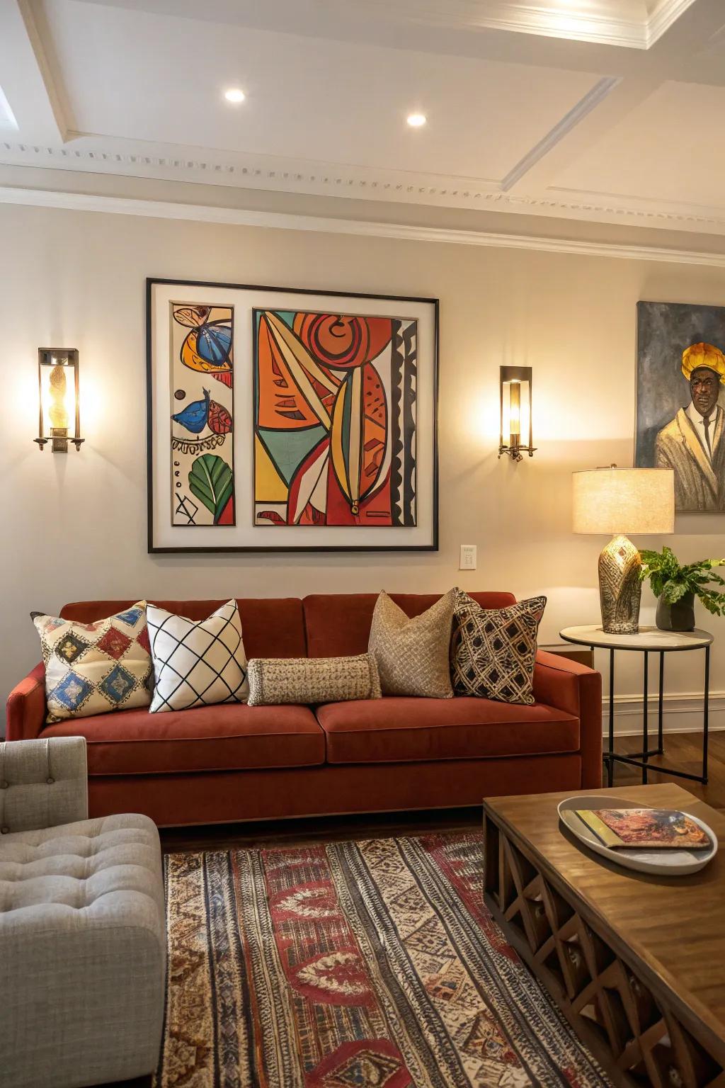 Statement art can set the tone and style for your entire living room.