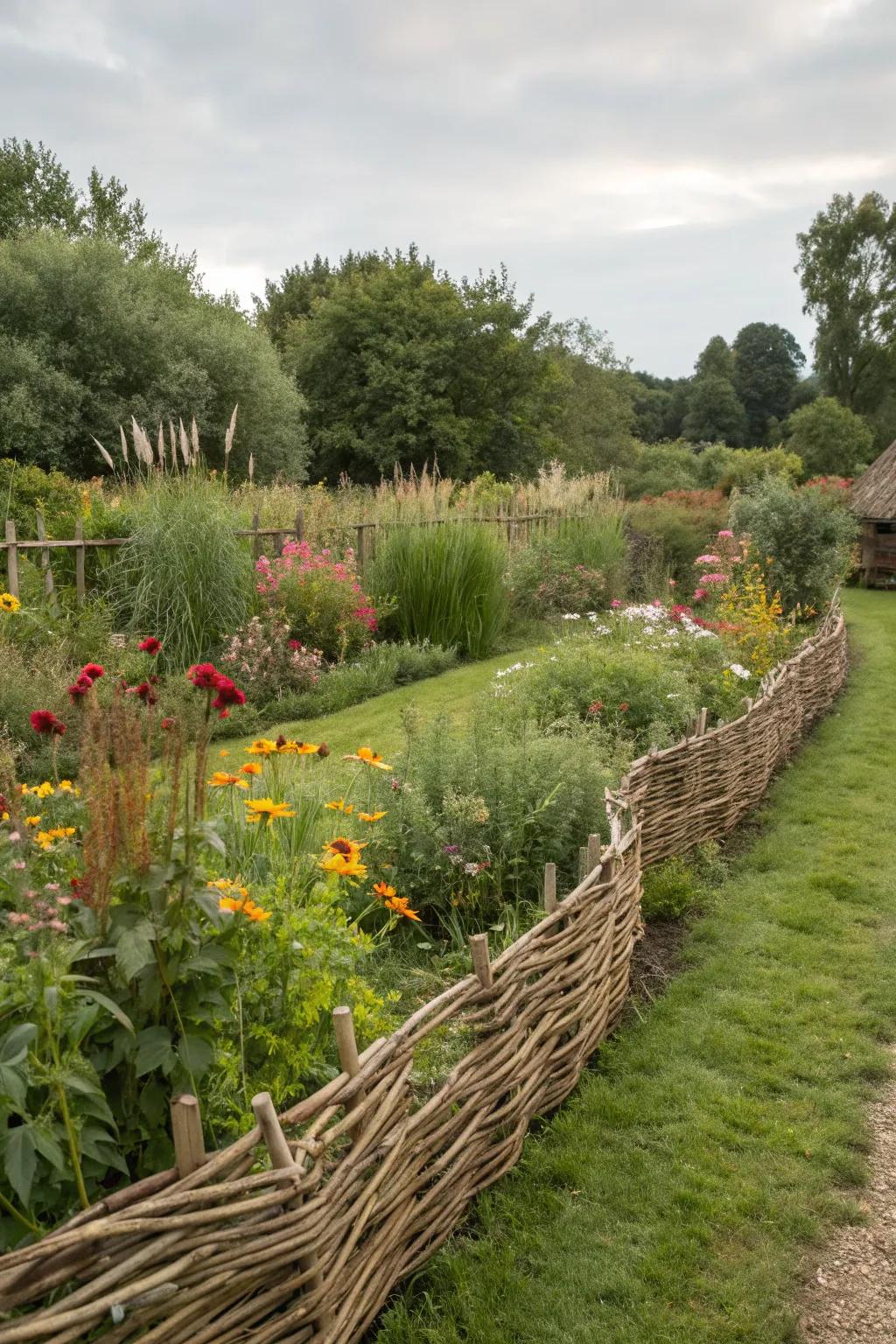 Rustic allure aligns with eco-friendliness through woven barrier fencing.