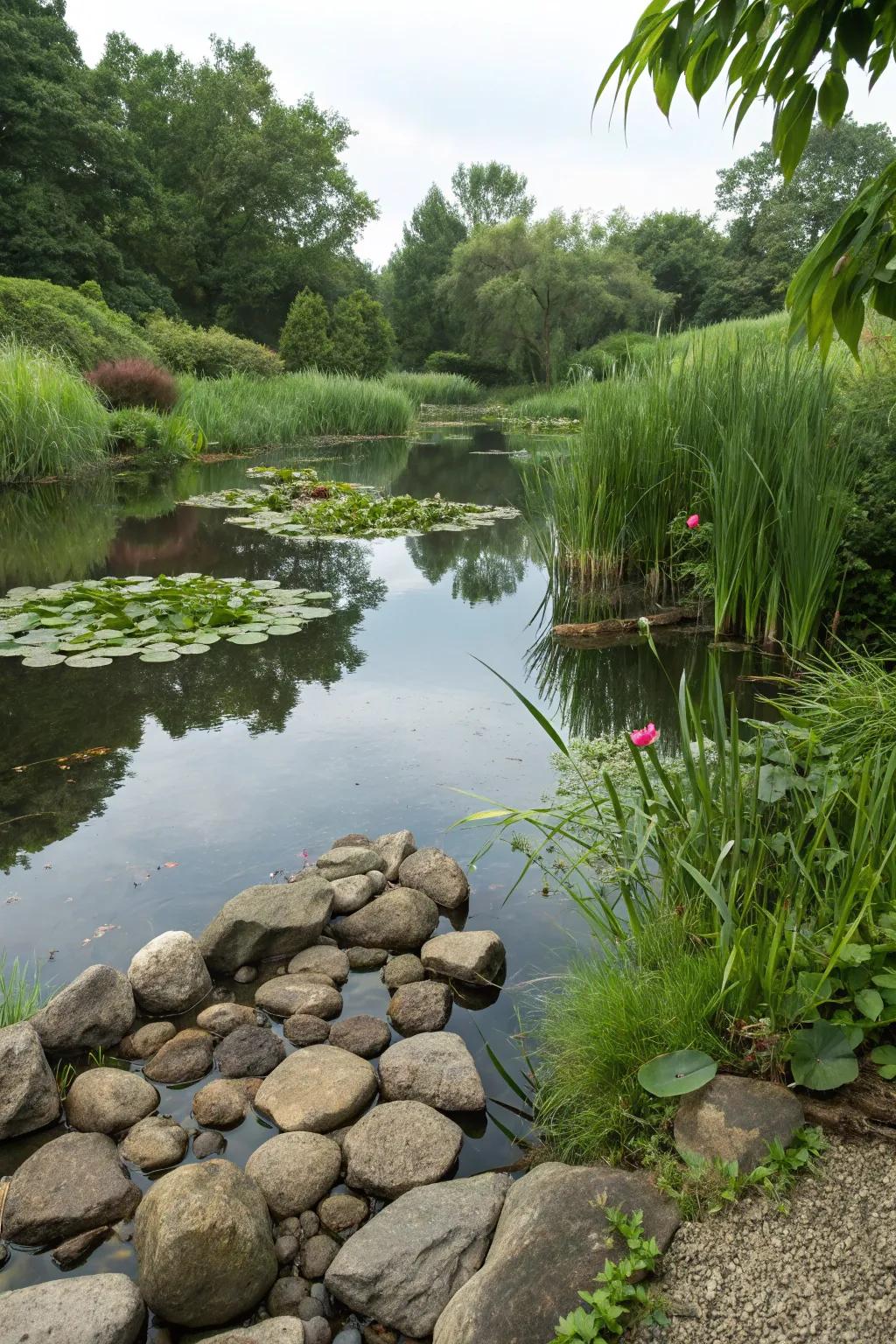 Frame your water features with pebble stones for added charm.