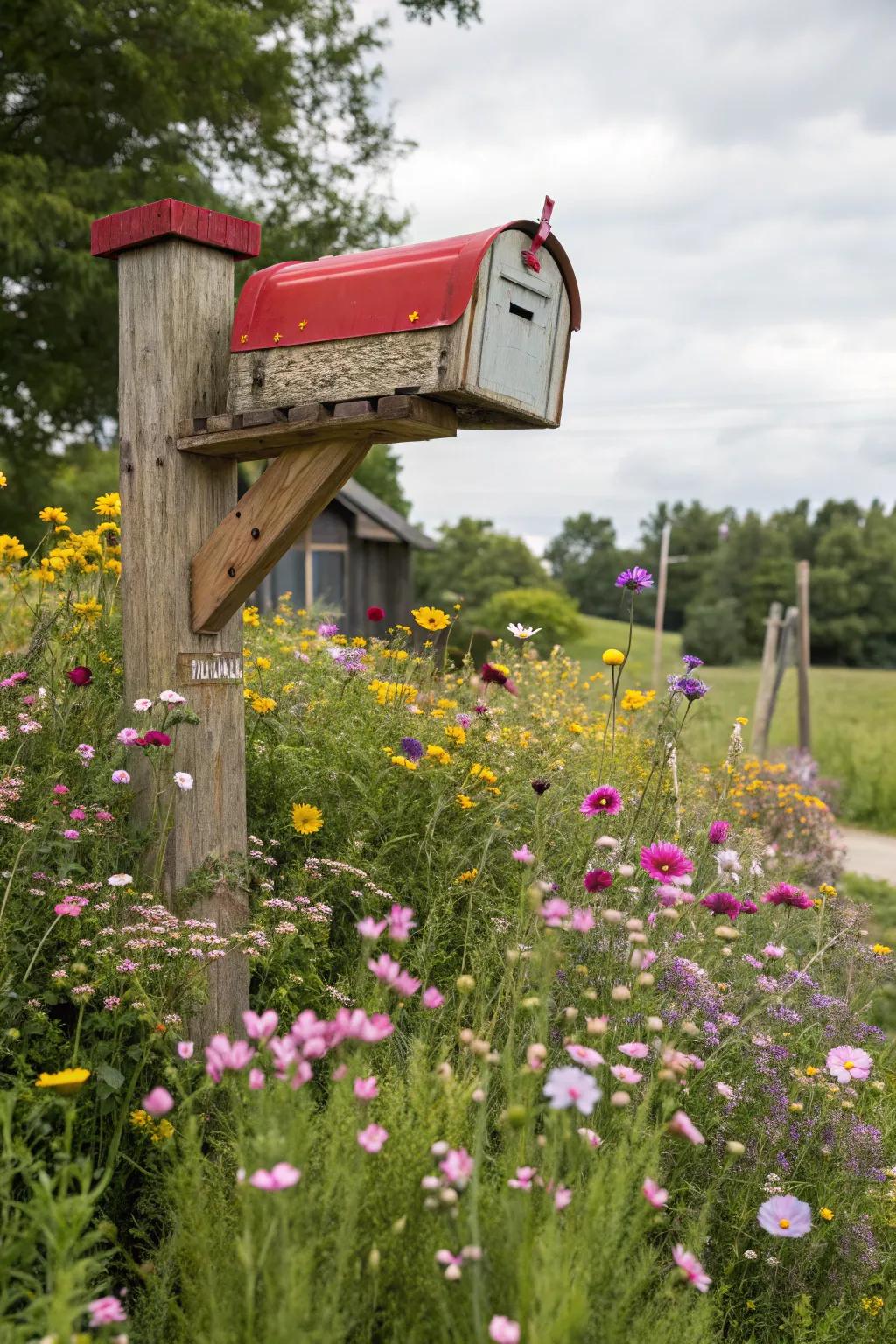 Field flowers offer a vibrant and playful charm to your mailbox setting.