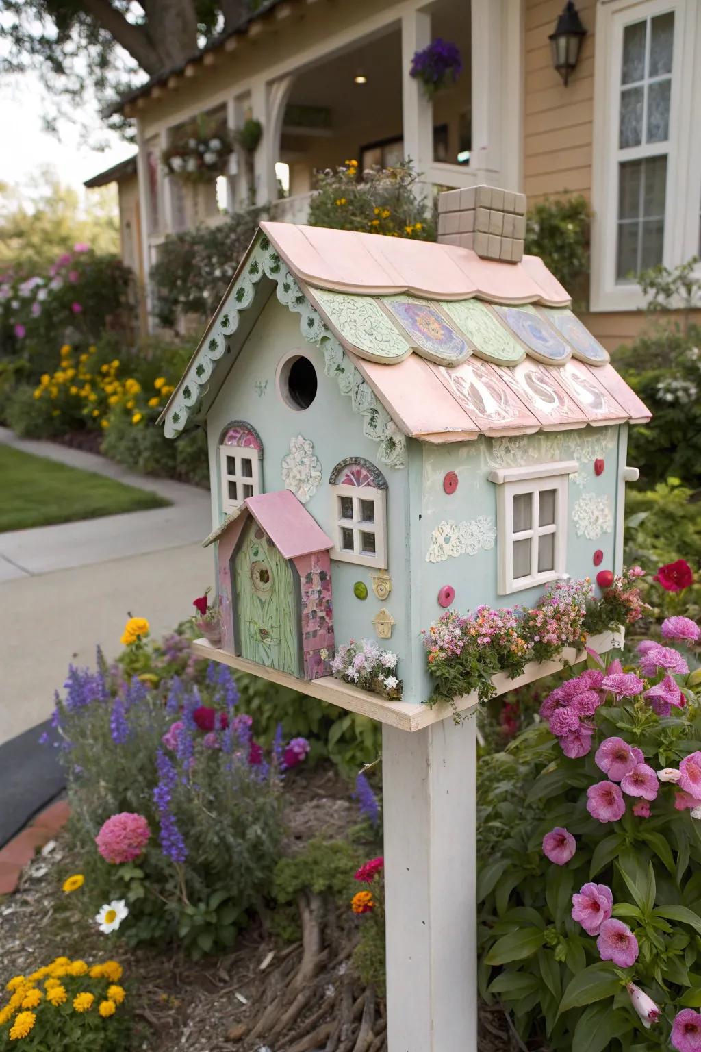 A birdhouse mailbox combines charm and functionality, inviting nature into your yard.