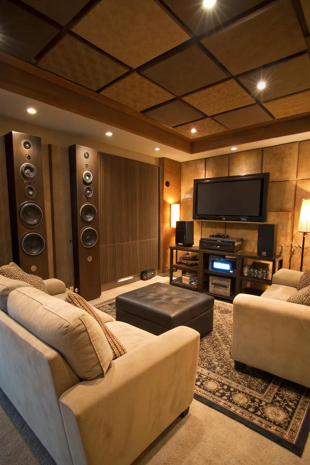 An exceptional sound system converts the den into an entertainment nexus.