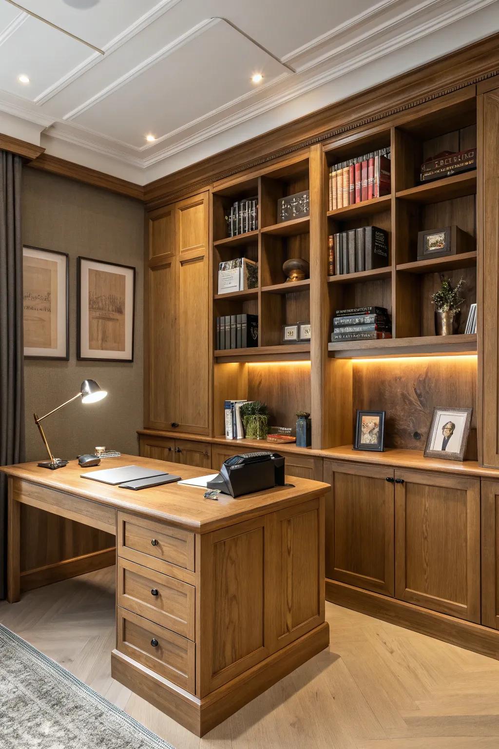 Timber elements add warmth and a natural touch to your office.