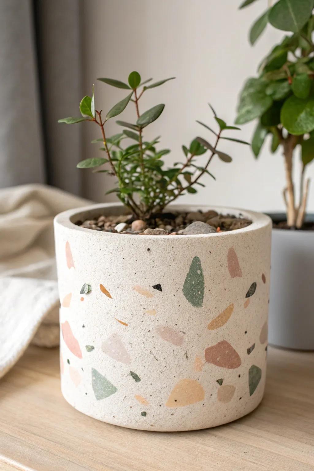 Embrace subtle elegance with terrazzo-inspired minimalism.