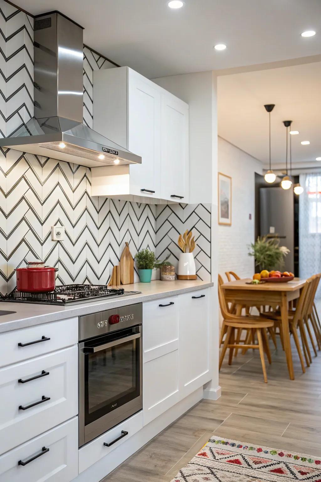 Chevron patterns add movement and energy.
