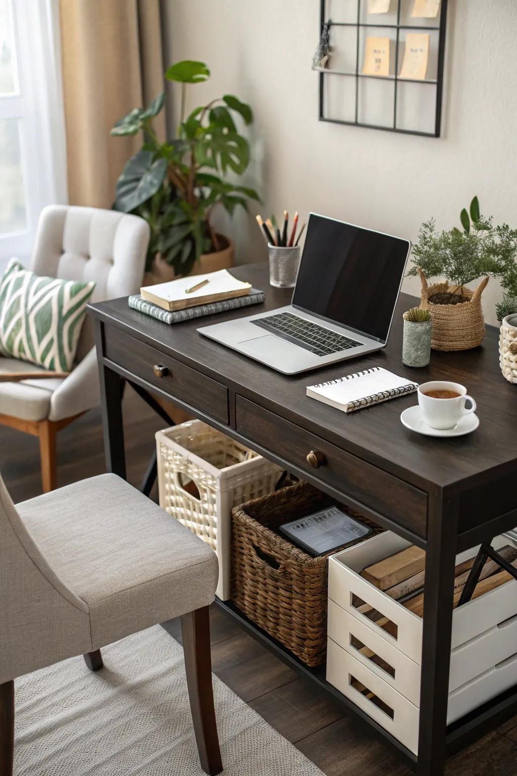 Thoughtful organization for a clutter-free, serene workspace.