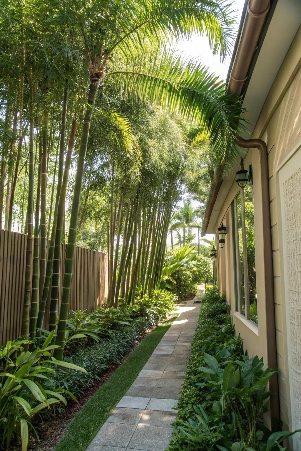 A themed approach creates a cohesive and inviting narrow yard.