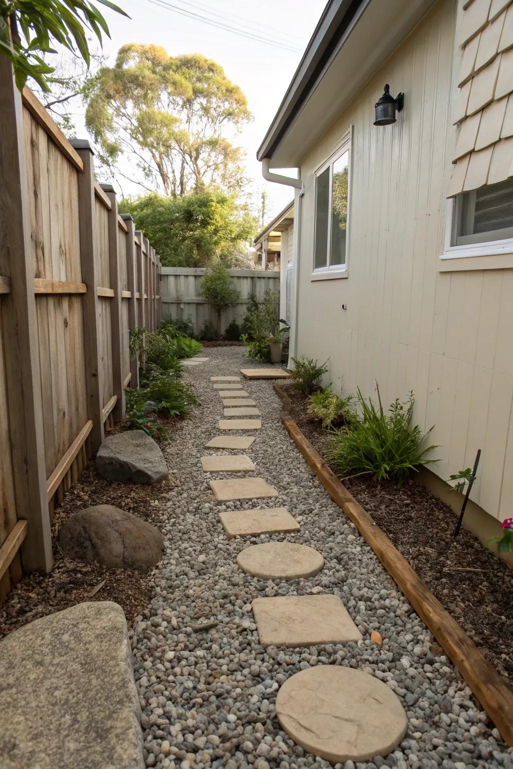 Gravel provides a stylish, low-maintenance alternative to grass.