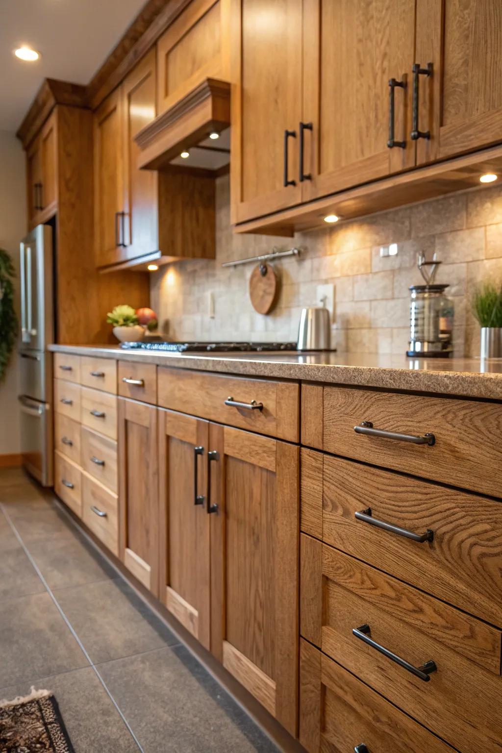 Contrasting fixtures enhance the contemporary aesthetic.