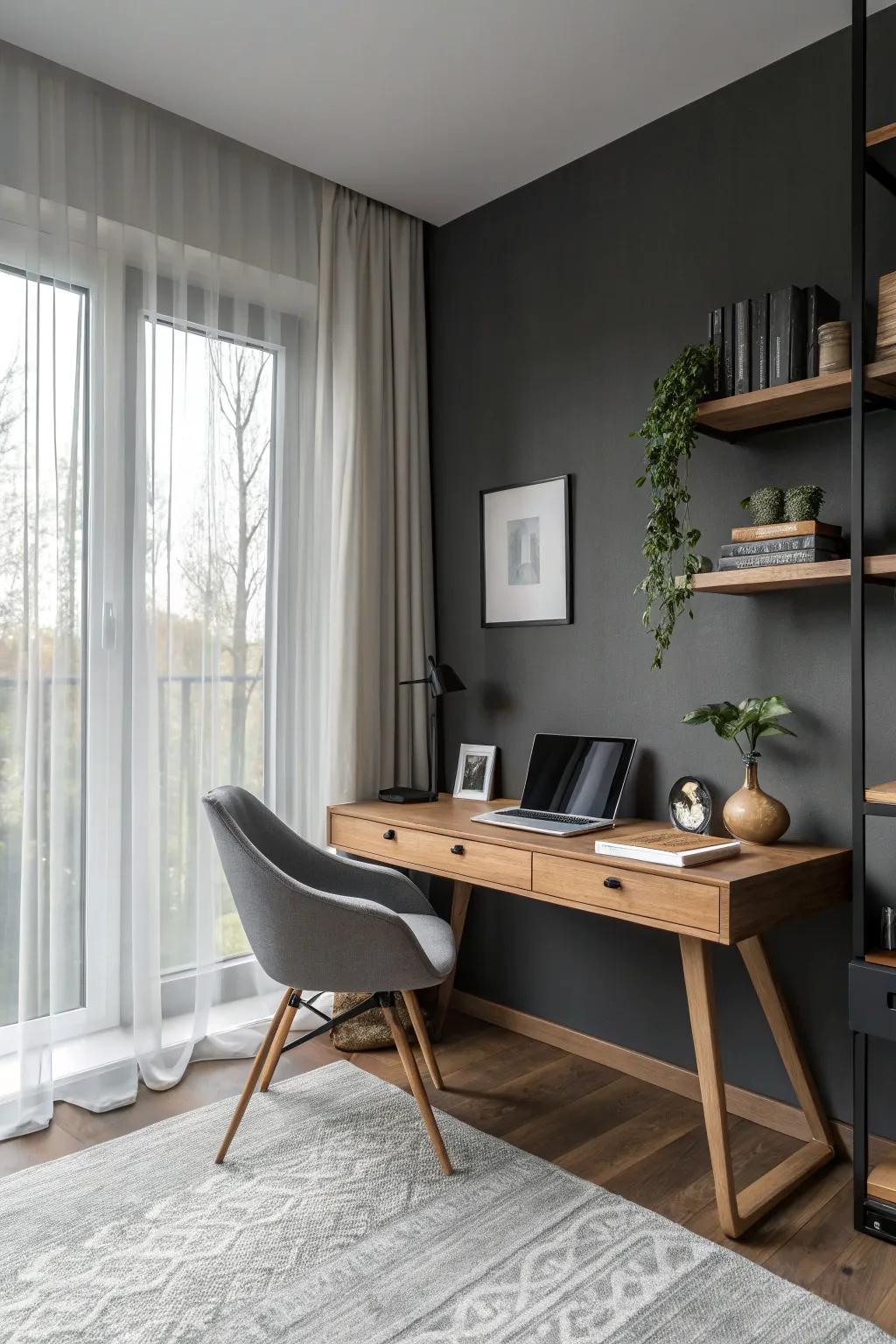Charcoal gray adds sophistication to your workspace.