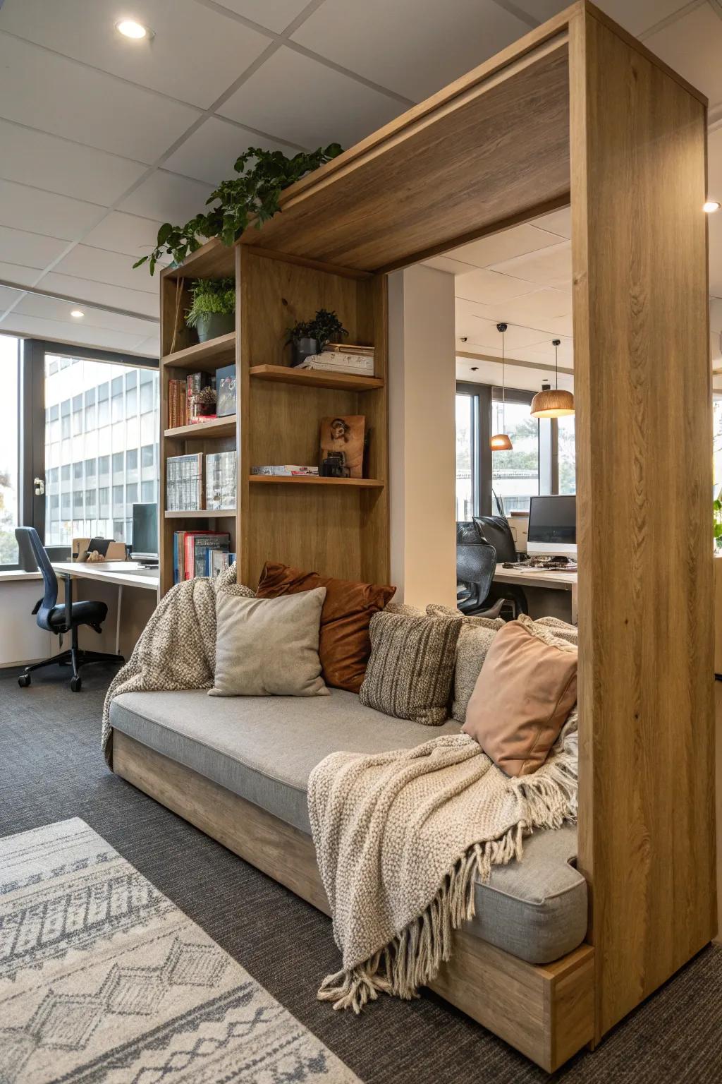 A cozy retreat encourages relaxation and comfort.