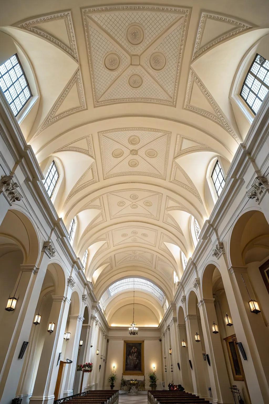 Sophisticated simplicity defines the elegance of this open-ceiling room.