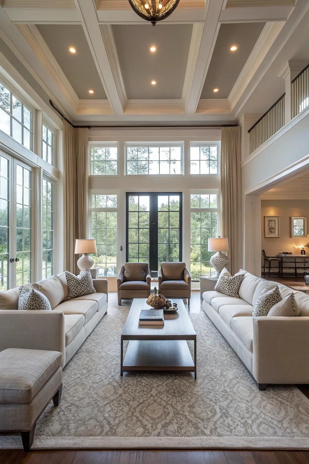 Symmetry brings balance and order to the open space.