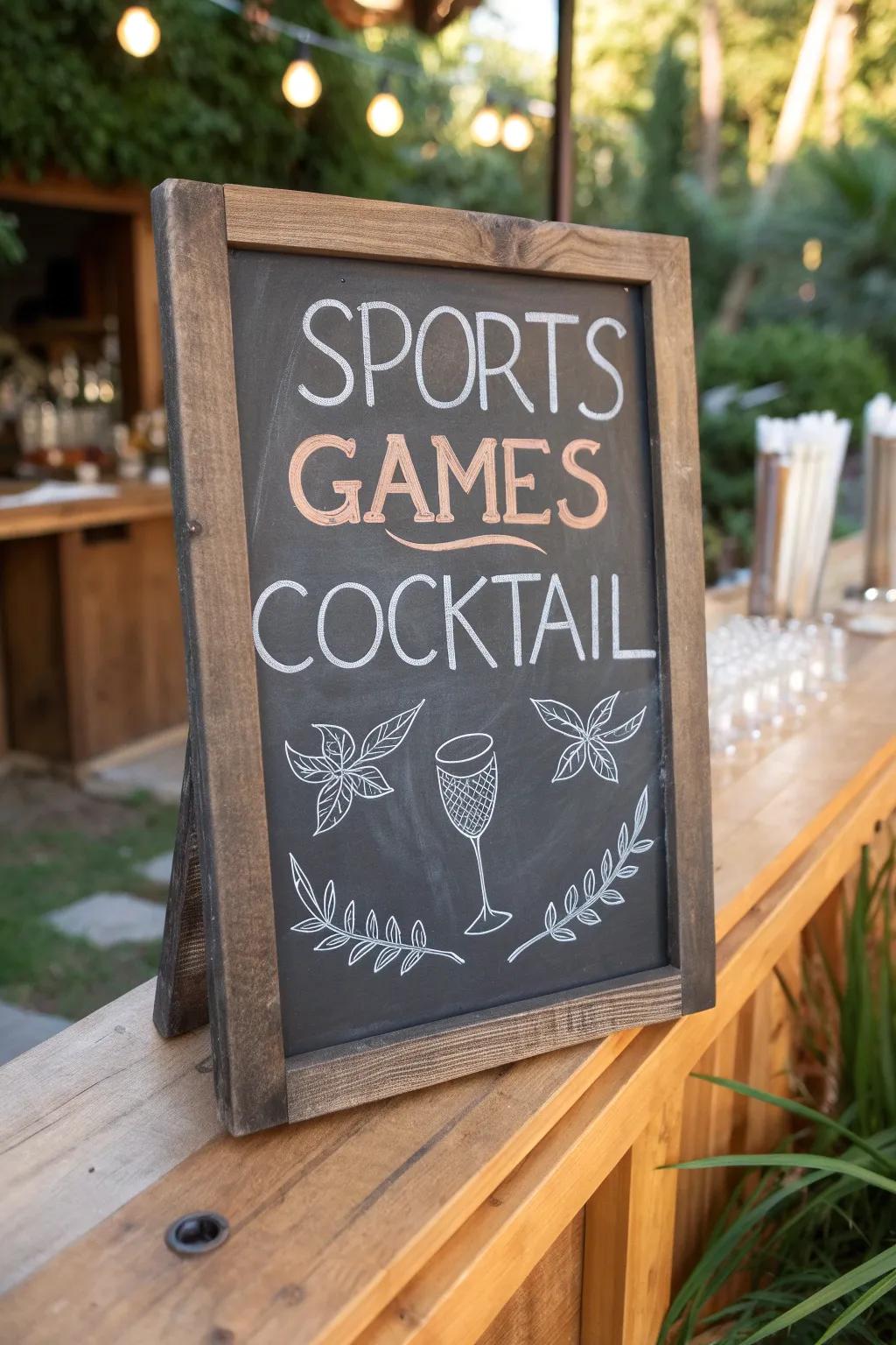 Elevate your outdoor sports bar with artisanal chalkboard signs—where craftsmanship meets creativity.