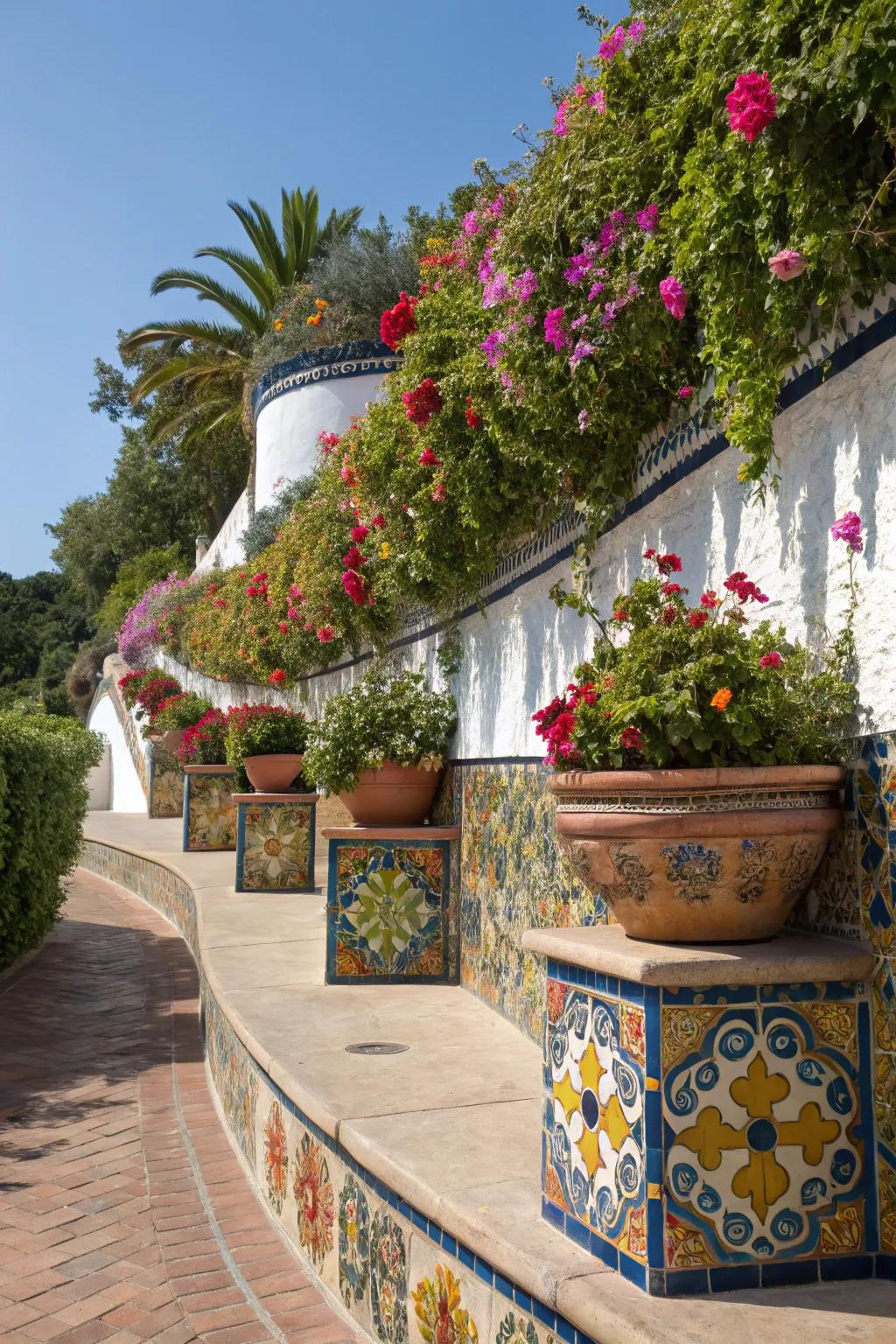 Introduce a dash of art through mosaic tile pots.