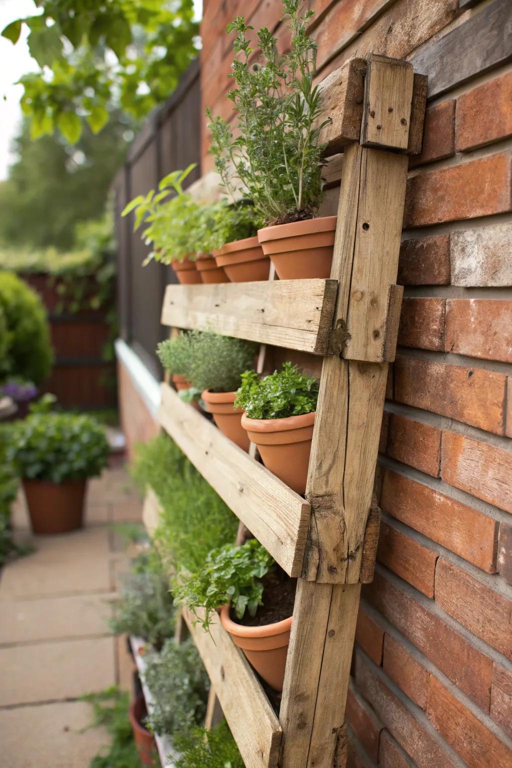 Elevate your garden style with a rustic herb shelf organizer—craftsmanship meets greenery.