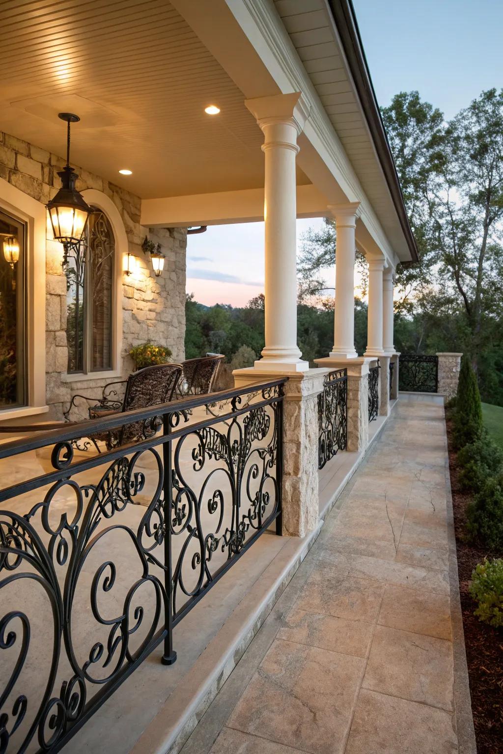 A decorative knee wall with intricate accents for added charm.